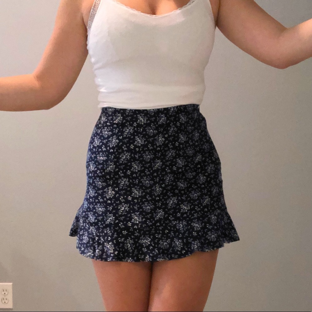 Silk floral skirt